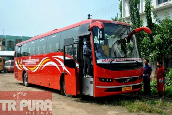 State gets its first own Volvo bus, service likely to began from Oct 15, says Samarjit Bhowmik secretary, Transport dept